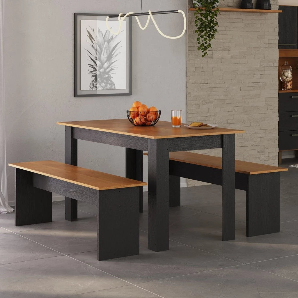 Conjunto Mesa de Jantar 1 Mesa 135cm 2 Bancos Primor