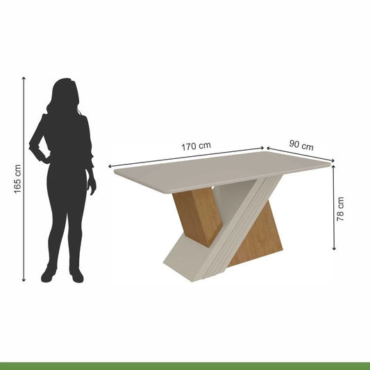 Mesa de Jantar Retangular 6 Lugares Tampo MFD Vênus