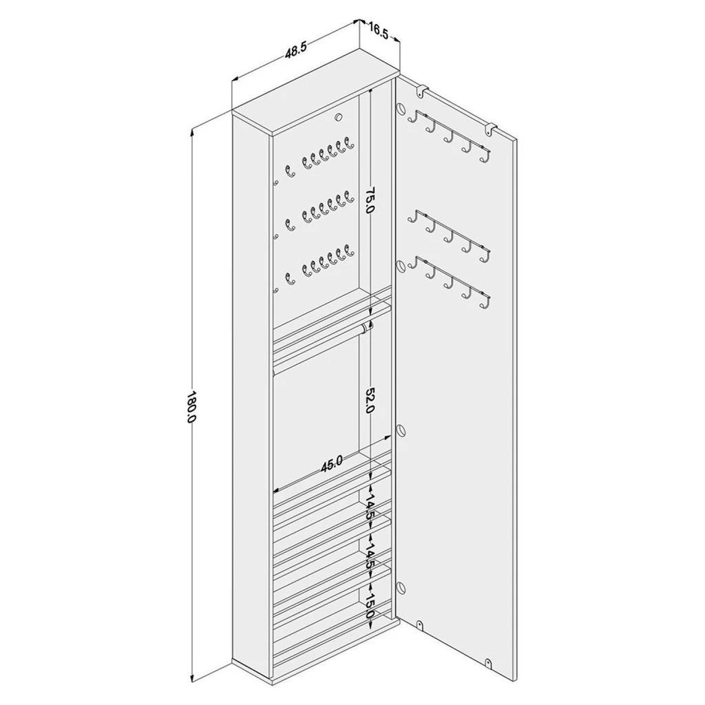 Penteadeira Armário Porta-joias com Espelho Suspenso Dubai