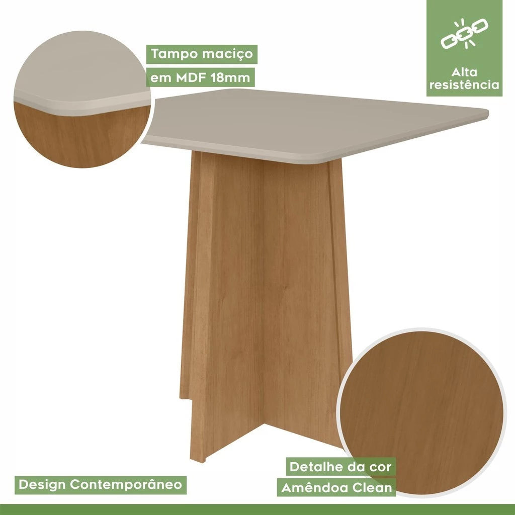 Mesa de Jantar Quadrada 4 Lugares Tampo MDF Celebrare