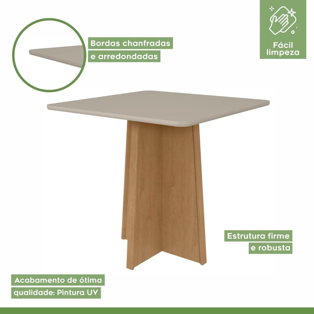 Mesa de Jantar Quadrada 4 Lugares Tampo MDF Celebrare