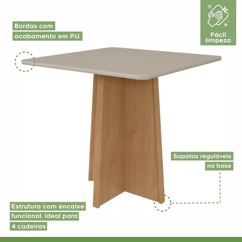 Mesa de Jantar Quadrada 4 Lugares Tampo MDF Celebrare